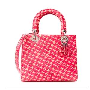 Christian Dior Snakeskin Medium Lady Dior Pink White
